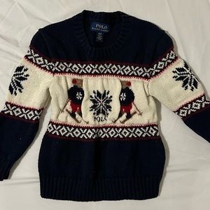 Vintage Polo Ralph Lauren Navy Toddler Knit Bear Sweater